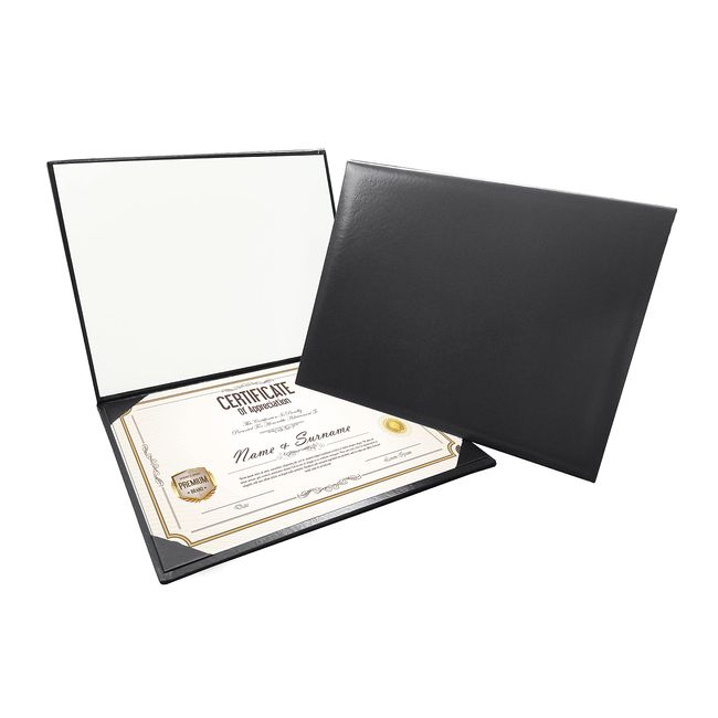 Gradplaza Diploma Cover 8.5 x 11 Padded Graduation Diploma Holder Certificate Holder Smooth Certificate Cover Black