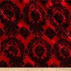 Flocked Damask Taffetta Red/Black, Fabric by the Yard