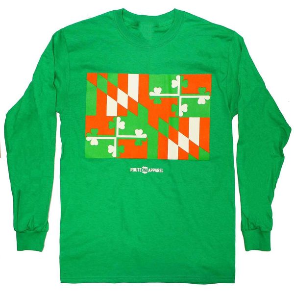 Irish Maryland Flag (Green) / Long Sleeve Shirt - Large / Green