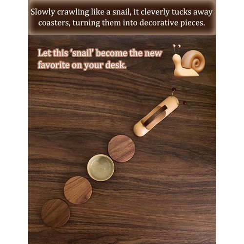 EALRIDV Wooden Coasters for Drinks, 5pcs Cute Coasters Snail Funny Decor, Space Saving & Table Protection for Coffee Tea Table and Desk Decor (2.67 * 2.67inch