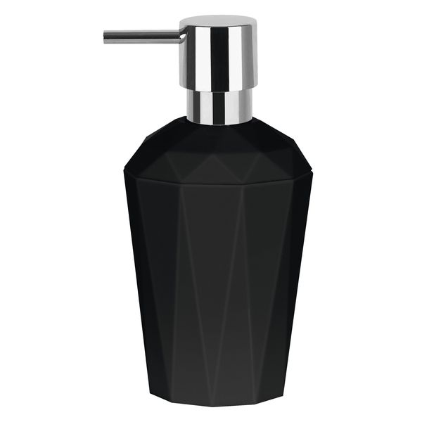 Spirella Crystal Black Soap Dispenser, H: 17cm x W: 8.5cm