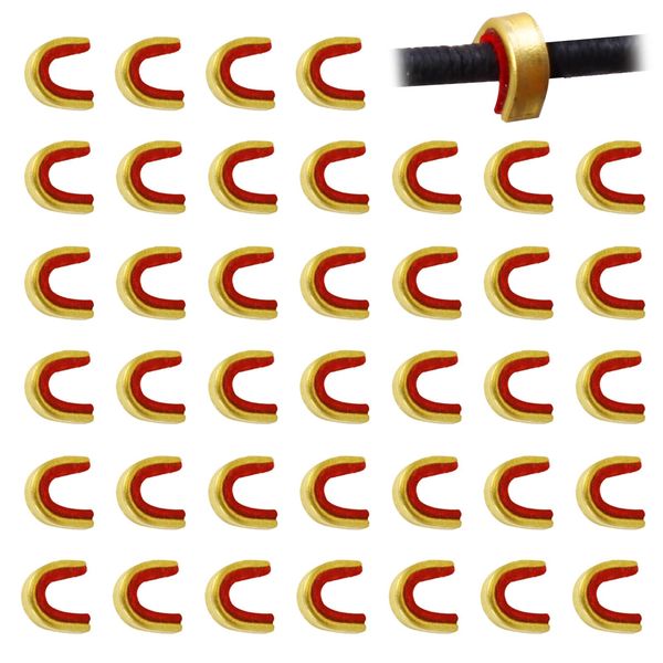 SPG Bow String Nock Points - 40 Packs Arrows Bowstring Nocking Point Set Archery Accessories String Buckle Clip for Recurve Compound Longbow Bows (Red)
