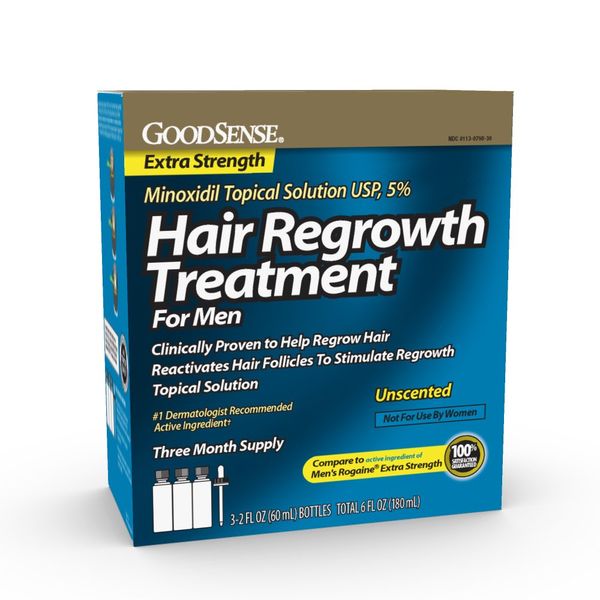 GoodSense Minoxidil Topical Solution USP, 5% Hair Regrowth Treatment for Men, 6 Fluid Ounce, for Male Pattern Baldness