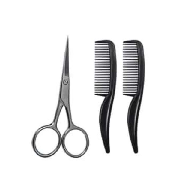 Facial Grooming Kit Small Mini Comb Scissors For Beard Mustache Eyebrow Travel