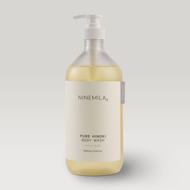 Nine Mila Pure Hinoki Body Wash 1000ml White Musk Fragrant Large Capacity Shower Gel Body Cleanser Mildly Acidic Perfume