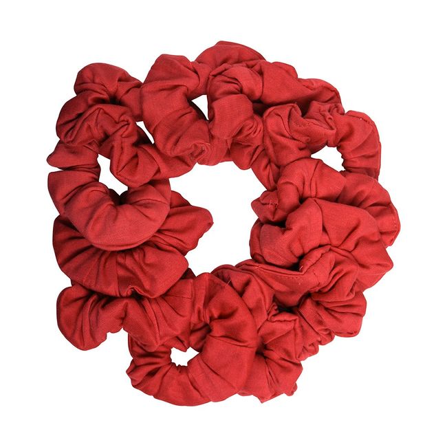 12 Pack Solid Hair Ties Scrunchies (Red)