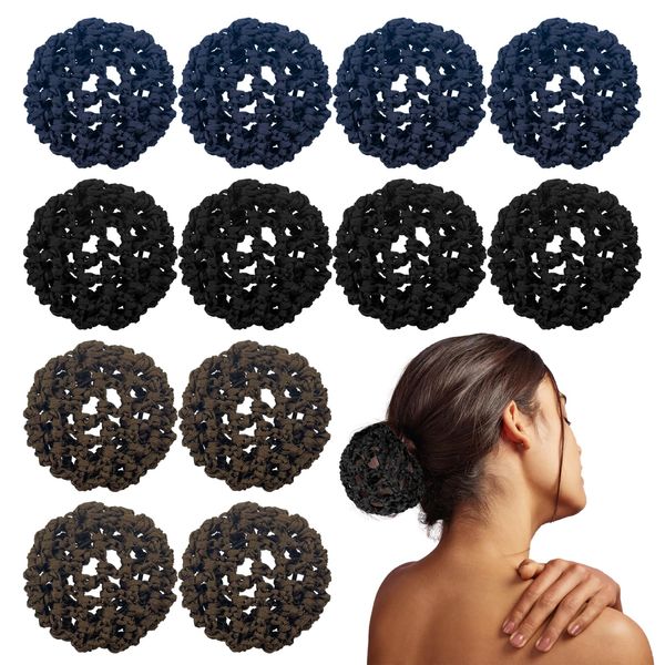 12 Pack Ballet Hair Bun Cover Ballet Hair Net for Girls Ponytail Elastic Hair Net Hair Bun Holder Invisible Hair Nets Hair Accessories for Dancer Skater Bank Clerk