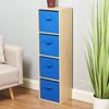 Hartleys 4 Tier Oak Cube Unit - Blue Storage Boxes