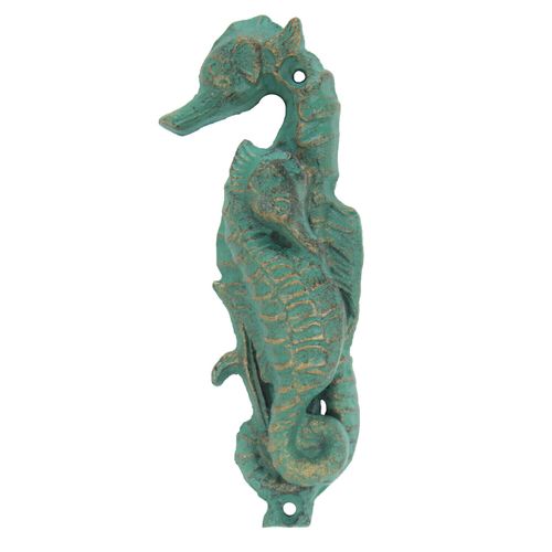 Nautical Verdigris Seahorse Door Knocker Beach Ocean Shore Cast Iron
