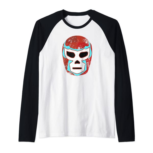 Wrestling Lucha Libre Luchador Mask Retro Throwback Raglan, black