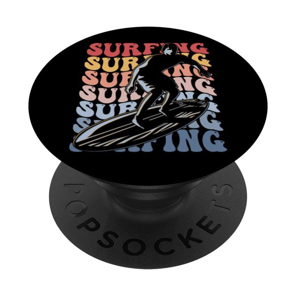 Surfen Groovy Surfboard Surfboarder Surfer PopSockets mit austauschbarem PopGrip