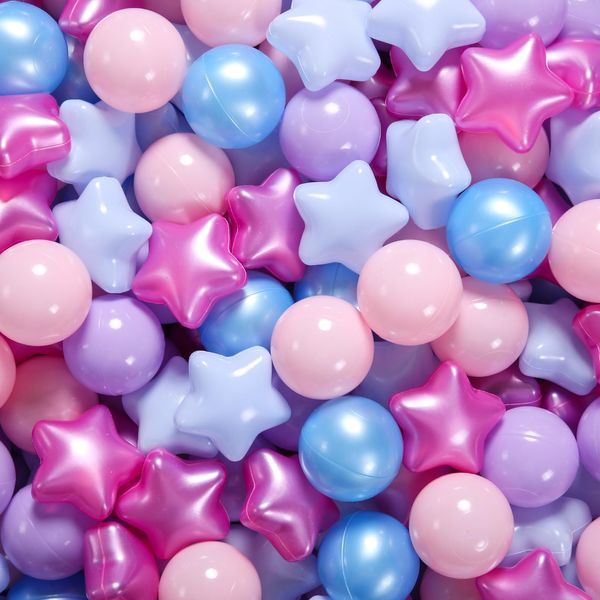 STARBOLO Ball Pit Balls - 100pcs Crush Proof Plastic Children's Toy Balls Macaron Bear Ocean Balls for Birthday Party Christmas Games Pool