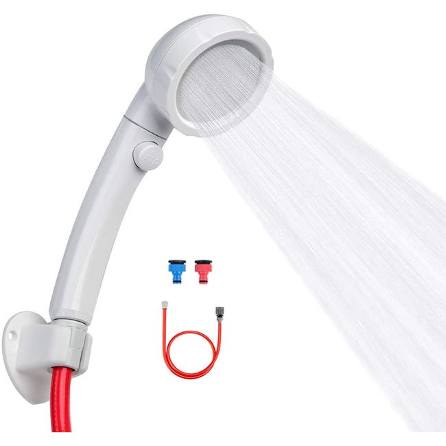 Camplux Hand Held Showerhead with ON/Off Switch, Portable Spray Shower Head, High Pressure Shower Heads with Garden Hose Quick Connector and Mounting Kits