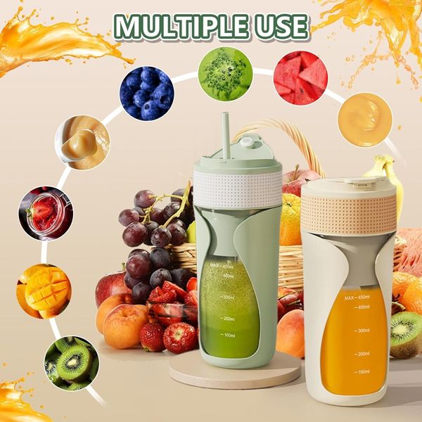 Portable Blender Cup 450ml Multi-Function Blender with Ice-Crushing,Strong Cutti