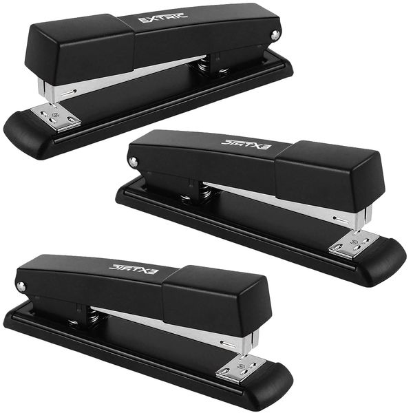 Stapler - 3 Pack Staplers for Desk - Black Stapler Heavy Duty, Staplers 25 Sheet Capacity Office Stapler