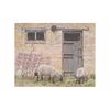 'Sheep by Barn' Artistic Greetings Card, Blank Inside - Countryside Scene