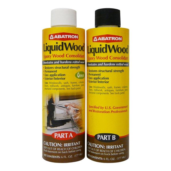 Abatron LiquidWood Kit - 12 Ounce - 2-Part Structural Wood Epoxy Resin - Wood Hardener and Consolidant - Perfect Primer for WoodEpox Epoxy Wood Filler