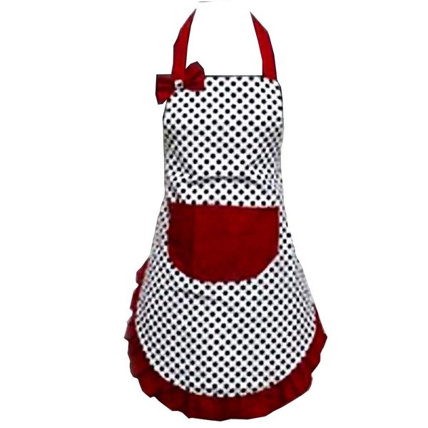 Hyzrz Lovely Lady Dot Flirty Canvas Funny Apron Restaurant Kitchen Aprons for Women Girls with Pocket (Black)