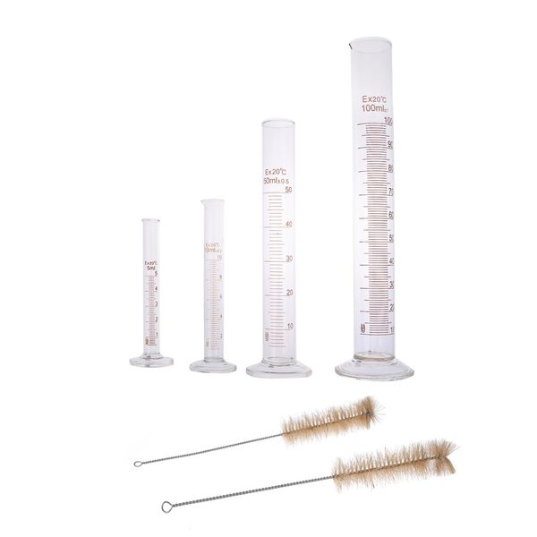 Pure Seek Female Cylinder Test Tube Glass Cylinder Science Experiment 5ml 10ml 50ml 10ml 100ml with Brush Set of 6