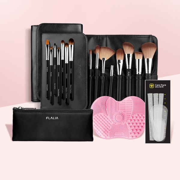 Classic Starter Pack 15-piece makeup brush set (brush pouch, washing pad, guard cap, makeup sponge, puff)