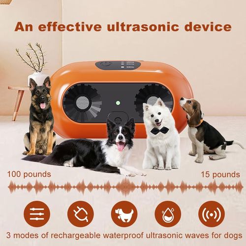 BYSLBTY Ultrasonic Dog Bark Deterrent Devices,Anti Barking Device,Dog Barking Silencer,3 Modes Anti Dog Barking Device,Waterproof,Bark Box Indoor Outdoor for Dogs Training & Behavior Aid,Yellow