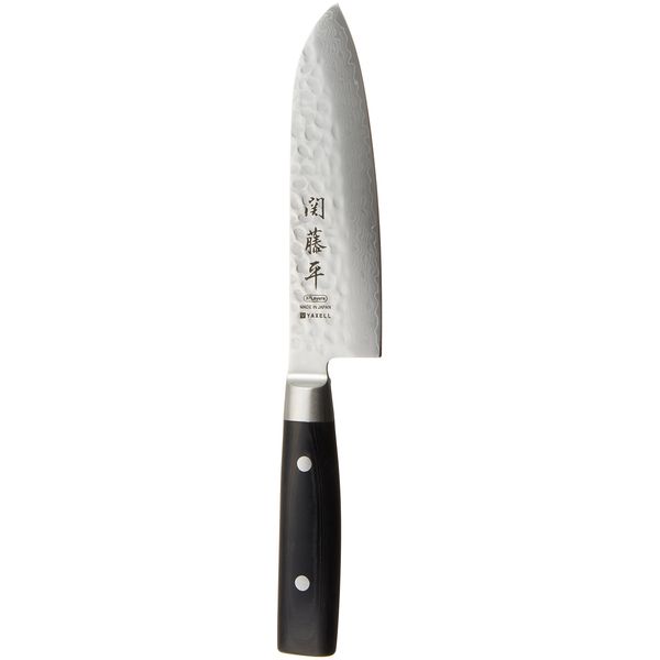 Yaksell 30697 3422-045 37-Layer Damascus Santoku Knife, Black Blade 6.5 inches (16.5 cm)