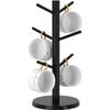 Coffee Mug Holder Black Bamboo Mug Tree with Thicker Base Coffee Cup Stand