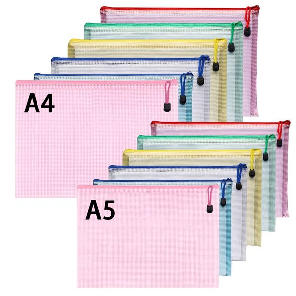 Dokumententasche A5,Reißverschlusstasche,12 Stück Beutel mit Reißverschluss,Dokumententaschen A5,Zipperbeute,Dokumententasche A4 für Papier,Dokumente,Kosmetika und Reiseutensilien