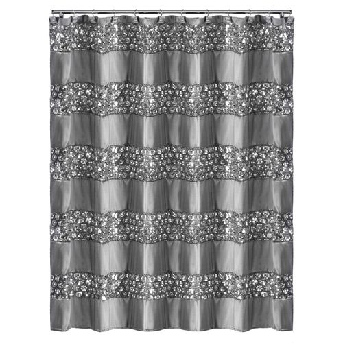 Popular Bath Sinatra Bathroom Luxury Glamorous Fabric Modern shower Curtain unique Design Bling Silver