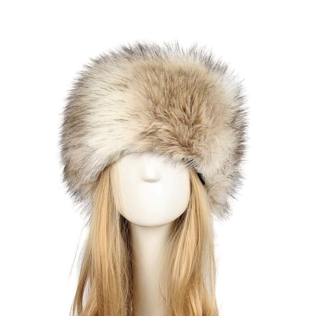 Old Dlrd Russian Hat,Winter Faux Fur Hats for Women,Warm Russian Cossack Style Hat for Ladies Grey