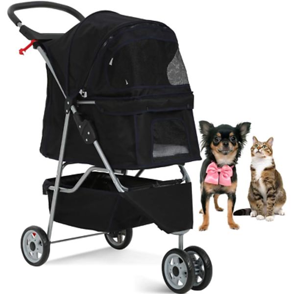 Pet Stroller Jogger Cat Dog Cage 3 Wheels Stroller Travel Folding Carrier Stroll