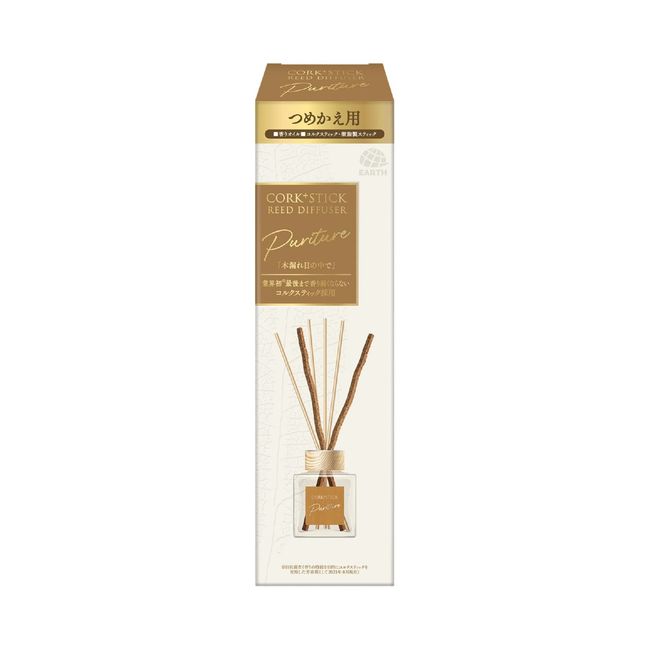 Sukki-ri! Cork + Stick Purich "In the Day of Leaking Trees", Reed Diffuser, Woody Citrus Scent, Refill, 3.4 fl oz (100 ml) x 4 Packs