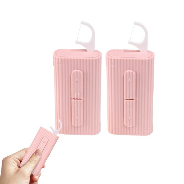 Floss Case Box, Floss & Stick Storage, Automatic Drawer, Portable Case, Compact, Convenient to Carry, Floss Box, Interdental Floss for Beginners, Commercial Use, Floss Pick, Floss Paste (Pink)