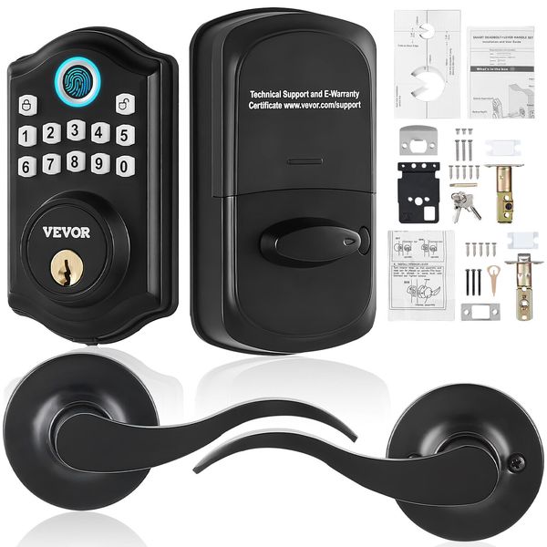 VEVOR Fingerprint Door Lock with 2 Level Handles Keyless Entry Door Lock Keypad