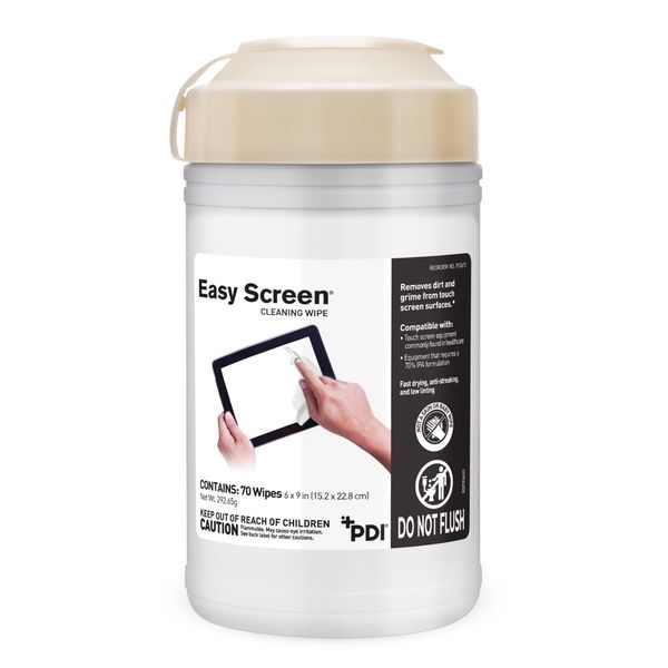 Easy Screen Cleaning Wipes - for Electronics, Tablets, Monitors, Phones - Fast-Drying, No Residue, Anti-Streaking - Medium Canister, 6 in. x 9 in., 70 Wipes, 1 Pack