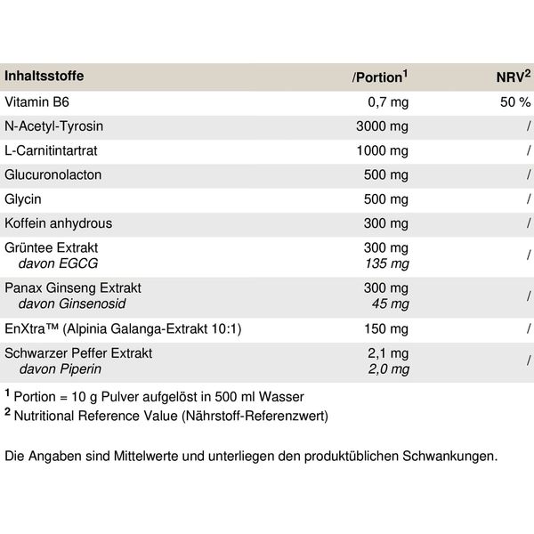 PEAK Epic Rush - 300g Geschmack Energy I 30 Portionen I Pulver I Pre Workout Booster I Stim- & Focus I Energy Drink I Koffein I Panax Ginseng I enXtra™ I vegan