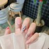 24pcs Lovely Elegant Nail Medium Length Fake Nails Girls Party Amusement Park Sequin Decoration Pure Color Nail Tips