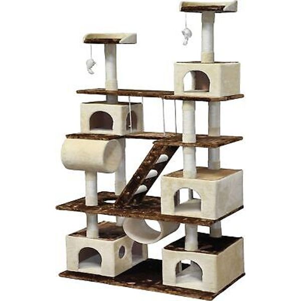 Go Pet Club Huge 87" Tall Cat Tree House Climber Furniture with Swing