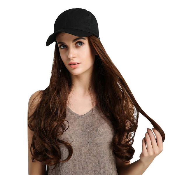 Redlution Long Wave Wig with Baseball Cap, Girl Daily Casual Hat with Wig, Give You a Beautiful Look