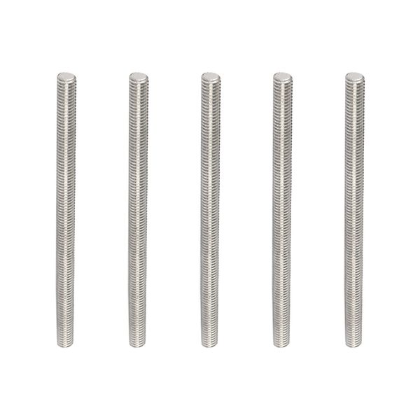 Rebower Threaded Rods Full Thread 304 Stainless Steel for Clamps and U-Bolts M6 x 100mm Male Threaded Silver Pack of 5