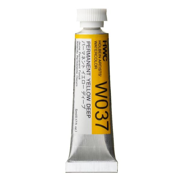 Holbein W037 Transparent Watercolor Paint, Permanent Yellow Deep, 0.16 fl oz (5 ml) (No. 2), 003037