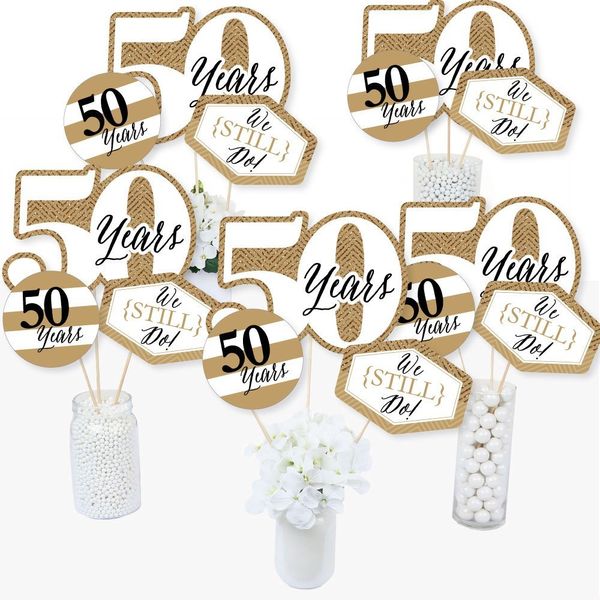 We Still Do - 50th Wedding Anniversary - Anniversary Party Centerpiece Sticks - Table Toppers - Set of 15