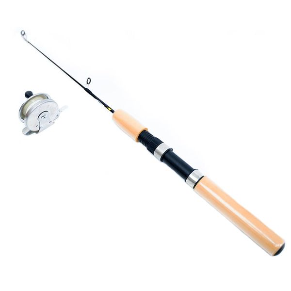 RuMenJiang Fishing Rod Set, 21.7 inches (55 cm) Fishing Rod Set, Compact Rod and Fishing Reel, Ultra Lightweight, Extendable, Portable, Short Rod, When Stored, Approx. 11.8 inches (30 cm), For Ice