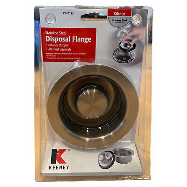 Keeney Disposal Flange Stainless Steel Kitchen Includes Stopper #K5417SS New