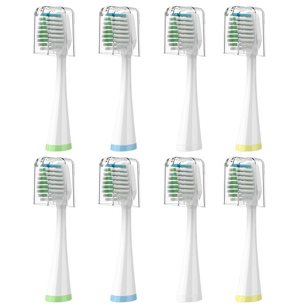 Replacement Brush Heads for Smile Bright Platinum Sonic Electric Toothbrush, Soft Bristles, 8-Pack, with Covers