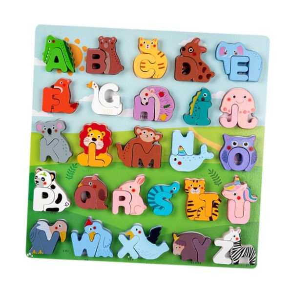 Simhoa Wooden Alphabet Puzzle Alphabet Learning Toy Shape Pairing, Educational Montessori Sorting Blocks Board for Car Train Home