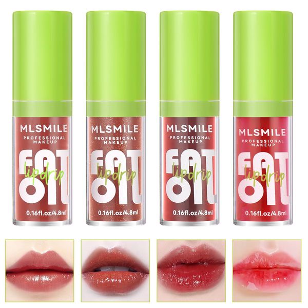 LOPHE Lippenöl, Feuchtigkeitsspendender Lipgloss, Makeup Long Lasting Plumper Lip Glow Oil, Moisturizing Lippen Care Lippenöl, Reduziert Feine Linien Nicht Klebriges Lip Gloss Tint (4er #DarkSerie)