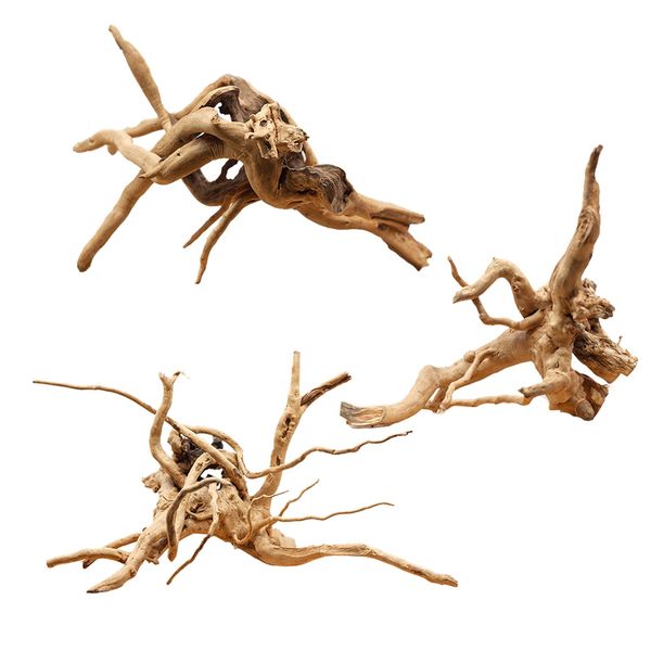 Hamiledyi 5.9-7.9in Aquarium Driftwood Reptile Spider Wood Assorted Branches Natural Trunk Driftwood Tree Fish Tank Decoration(3 PCS).