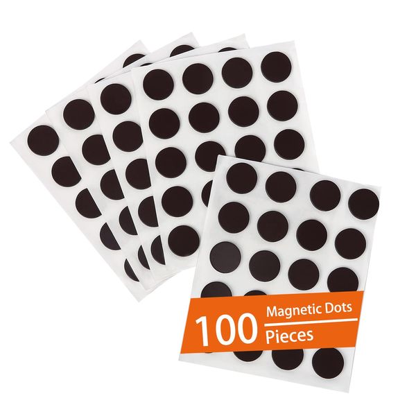 Round Magnets with Adhesive Backing - 100 PCs Flexible Self Adhesive Magnets for Crafts - Small Sticky Magnetic Dots, Circles Magnets for Crafts,Office,DIY Projects