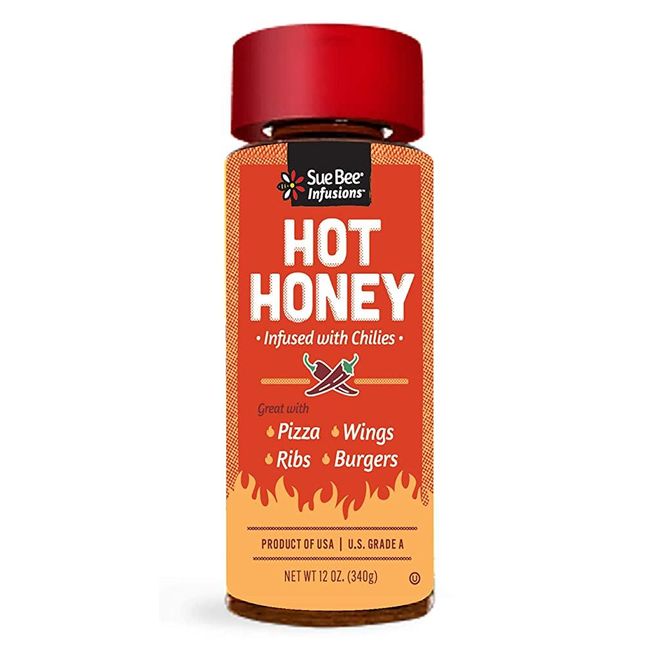 Sue Bee Infusion Hot Honey 355ml 12 oz Chili Infused Hot Honey Rib Wings Hamburger, Hot Honey_12 oz (1 pack)